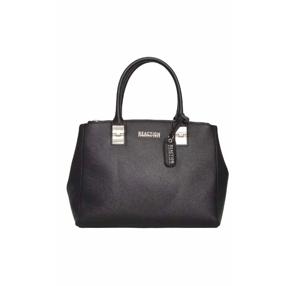 Kenneth Cole Reaction KN1659 Arbol Dome Satchel Handbag Black Zip & Snap Closure